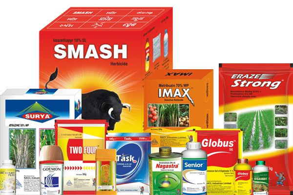 A collection of various agricultural products for crop protection and enhancement